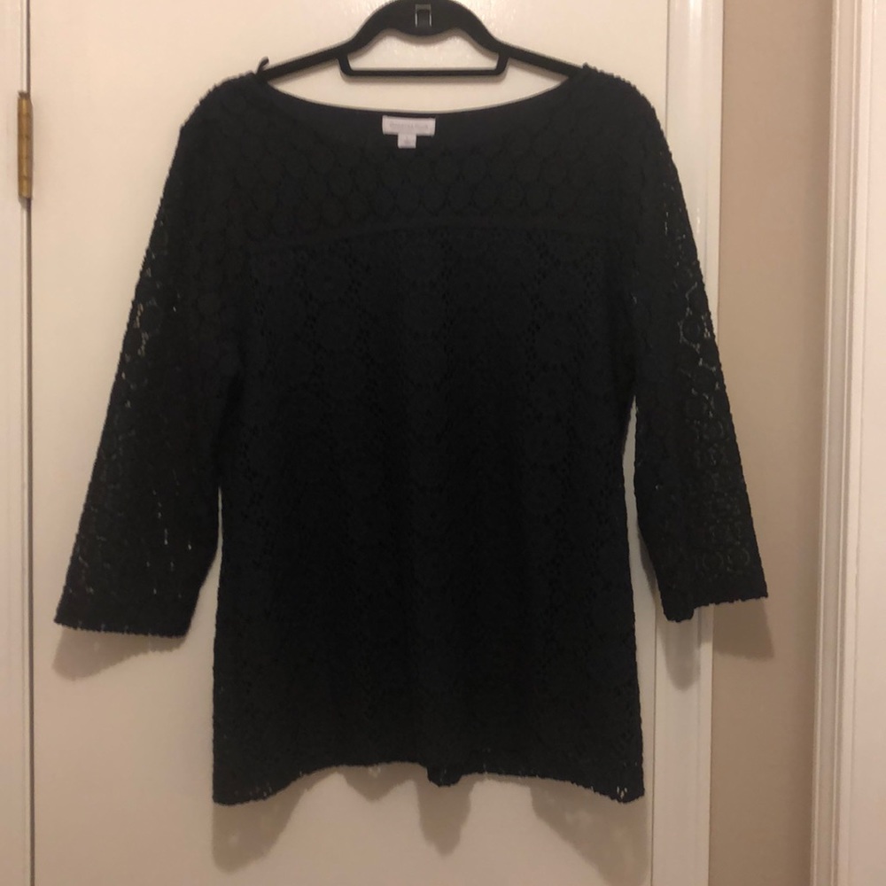 Lace, navy top